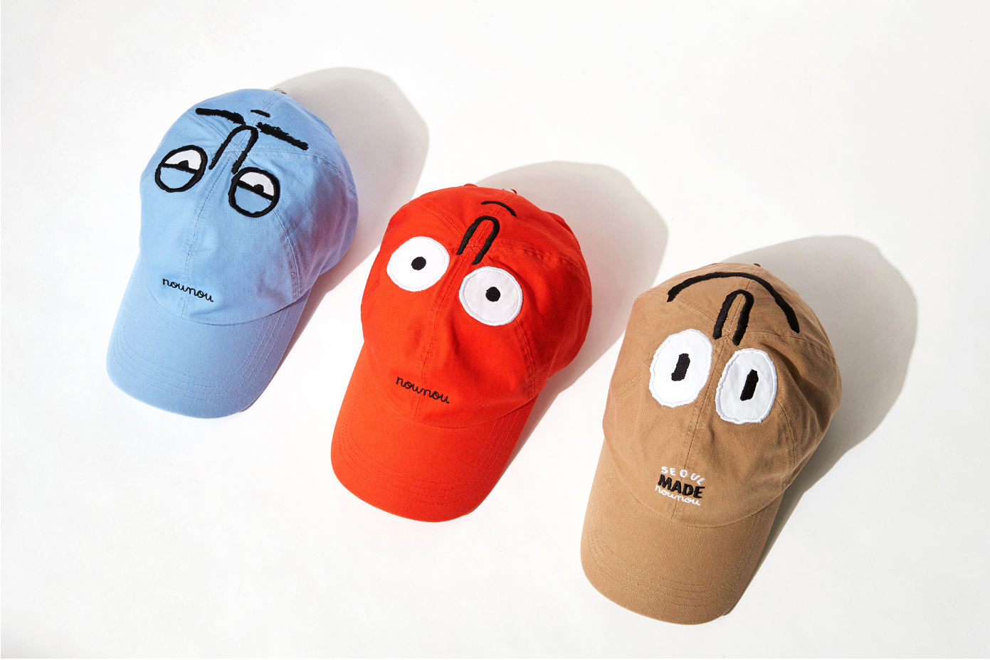 10 fashion accessories of "SEOULMADE NouNou by Jean Jullien & Jae Huh" including hats and t-shirts released